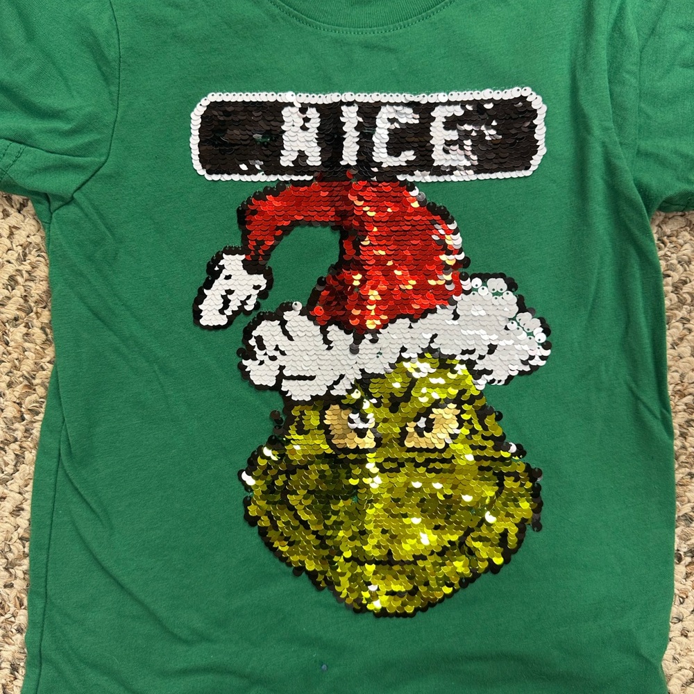 Green Sequin Grinch T-Shirt